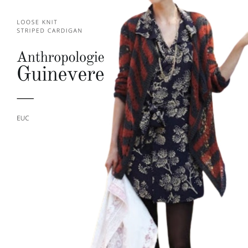 ⚡️SALE⚡️ Anthropologie Guinevere Waterfall Draped Loose Knit Striped Cardigan